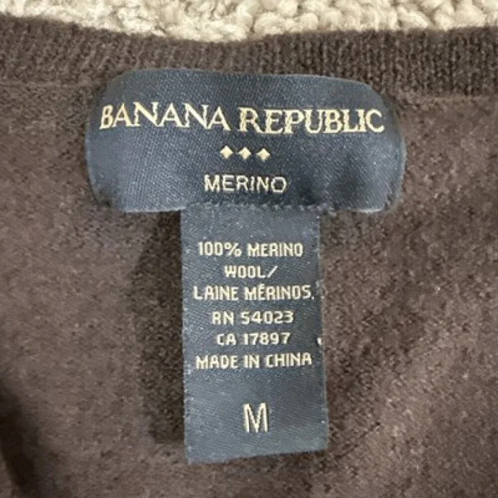 Banana Republic Mens M Merino Wool Argyle Sweater Brown‎ Red Tan Classic EUC